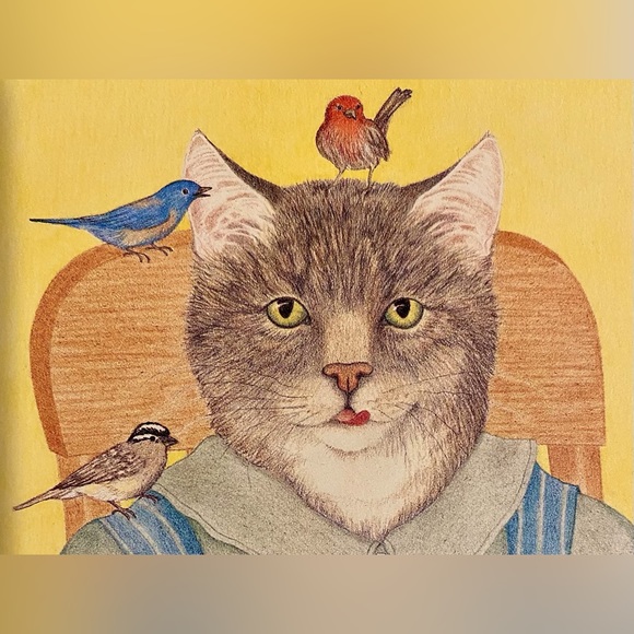 Whimsical drawing of a darling cat greeting card - Picture 6 of 6